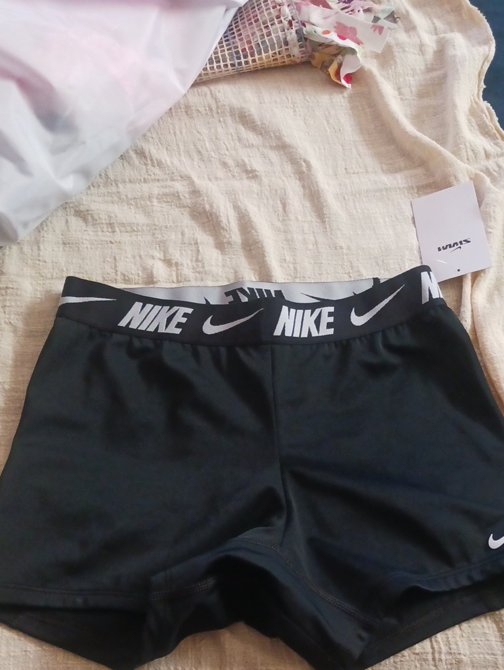 Nike Black Athletic Shorts with White Branded Waistband